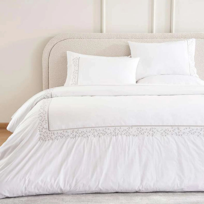 Reflection Home Orla Floral Embroidered 3-Piece Super King Duvet Cover Set 260X220Cm - Grey
