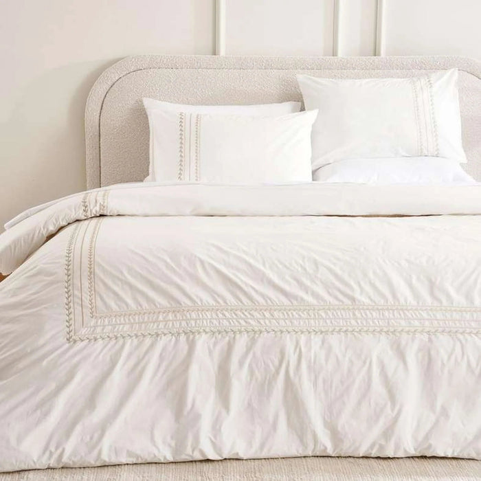 Reflection Home Willow Leaf Embroidered 3-Piece King Comforter Set 240X260Cm - Beigegreen Pan Home