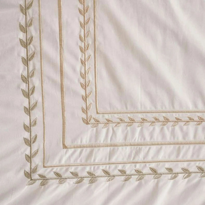 Reflection Home Willow Leaf Embroidered 3-Piece King Comforter Set 240X260Cm - Beigegreen Pan Home