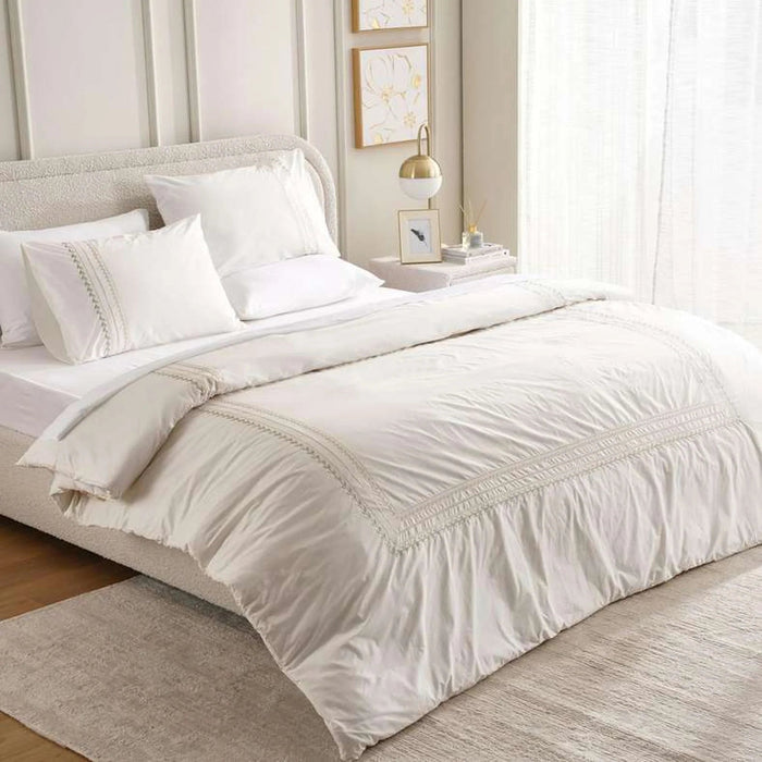Reflection Home Willow Leaf Embroidered 3-Piece King Comforter Set 240X260Cm - Beigegreen Pan Home
