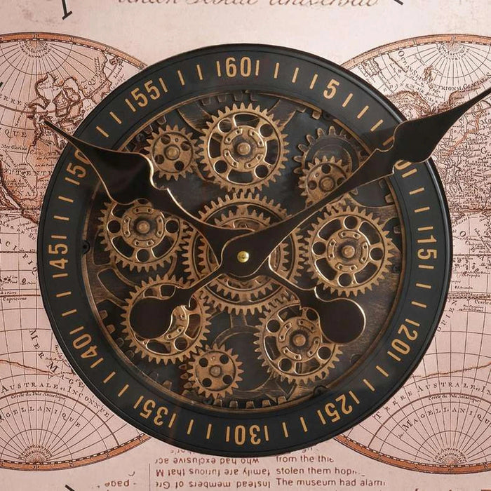 Regal Vintage Gear Clock Dia 60Cm - Antique Brown Pan Home