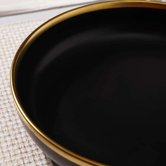 Regale Deep Plate Dia23X5Cm - Black And Gold Pan Home