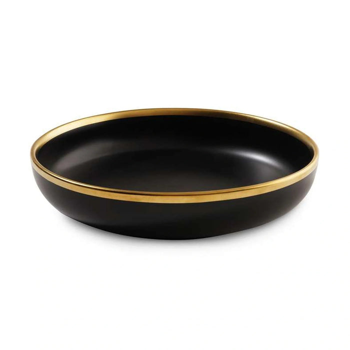 Regale Deep Plate Dia23X5Cm - Black And Gold Pan Home