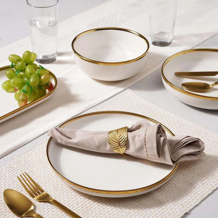 Regale Deep Plate Dia23X5Cm - White And Gold