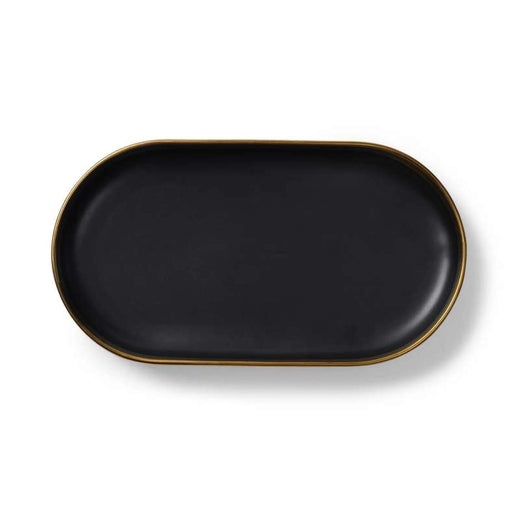 Regale Oval Platter 3Cm - Black And Gold Pan Home