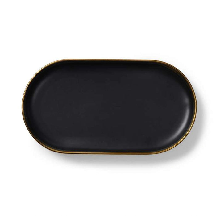 Regale Oval Platter 3Cm - Black And Gold Pan Home