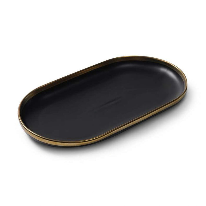 Regale Oval Platter 3Cm - Black And Gold Pan Home
