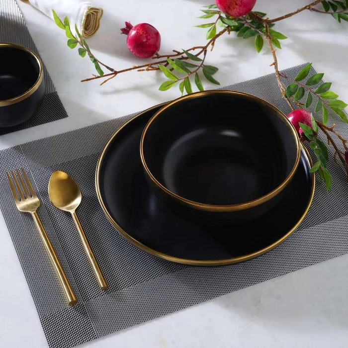Regale Soup Bowl Dia19Cm - Black And Gold Pan Home
