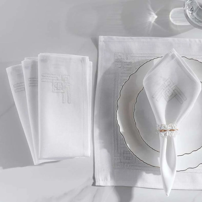 Regalia 4Piece Embroidered Napkin Set 45X45Cm-White