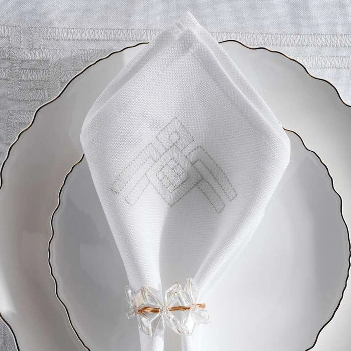 Regalia 4Piece Embroidered Napkin Set 45X45Cm-White