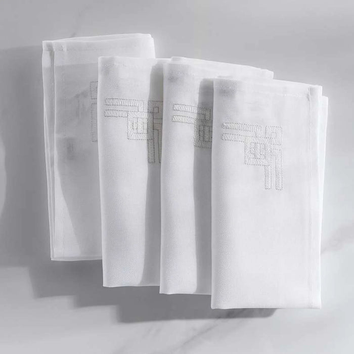 Regalia 4Piece Embroidered Napkin Set 45X45Cm-White
