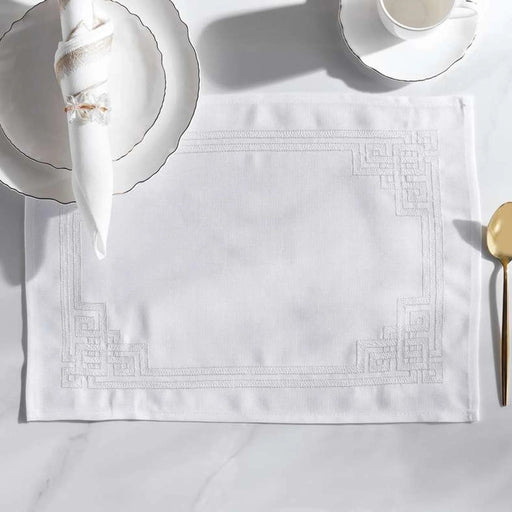 Regalia 4Piece Embroidered Placemat Set 33X48Cm-White Pan Home