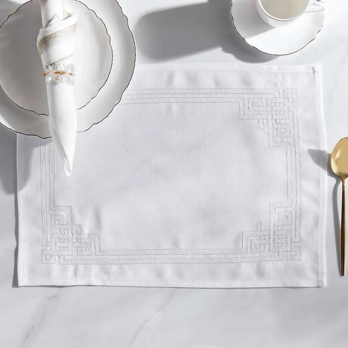 Regalia 4Piece Embroidered Placemat Set 33X48Cm-White Pan Home