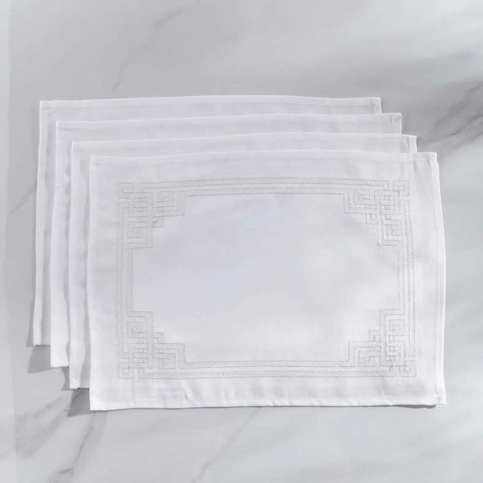 Regalia 4Piece Embroidered Placemat Set 33X48Cm-White Pan Home