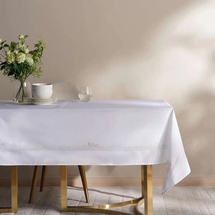 Regalia Embroidered Table Cover 180X300Cm-White