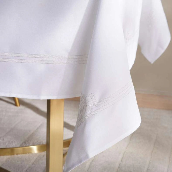 Regalia Embroidered Table Cover 180X300Cm-White