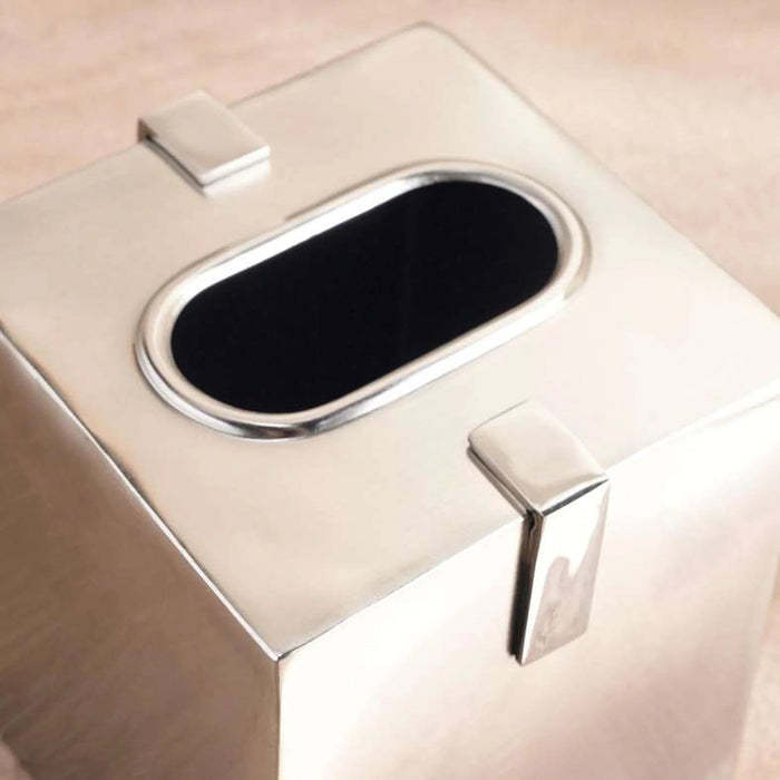 Regent  Metal Tissue Box  13.5X13.5X14.5Cm - Silver Pan Home