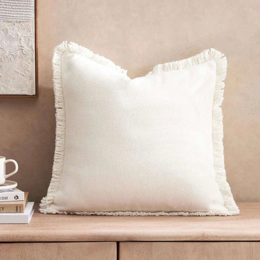 Renaissance Fringed Down Alternative Filled Cushion 50X50 Cm-Off White Pan Home