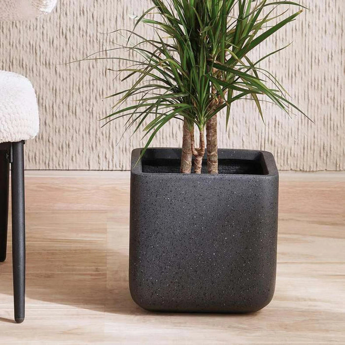 Renata Polyresin Square Planter 28X28X26Cm- Black Pan Home