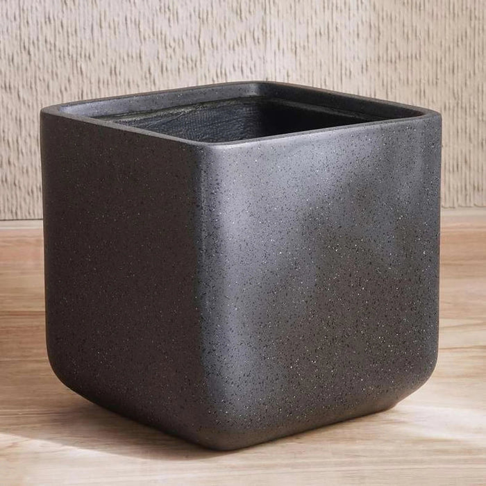 Renata Polyresin Square Planter 28X28X26Cm- Black Pan Home