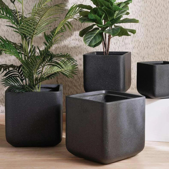 Renata Polyresin Square Planter 35X35X33Cm- Black Pan Home