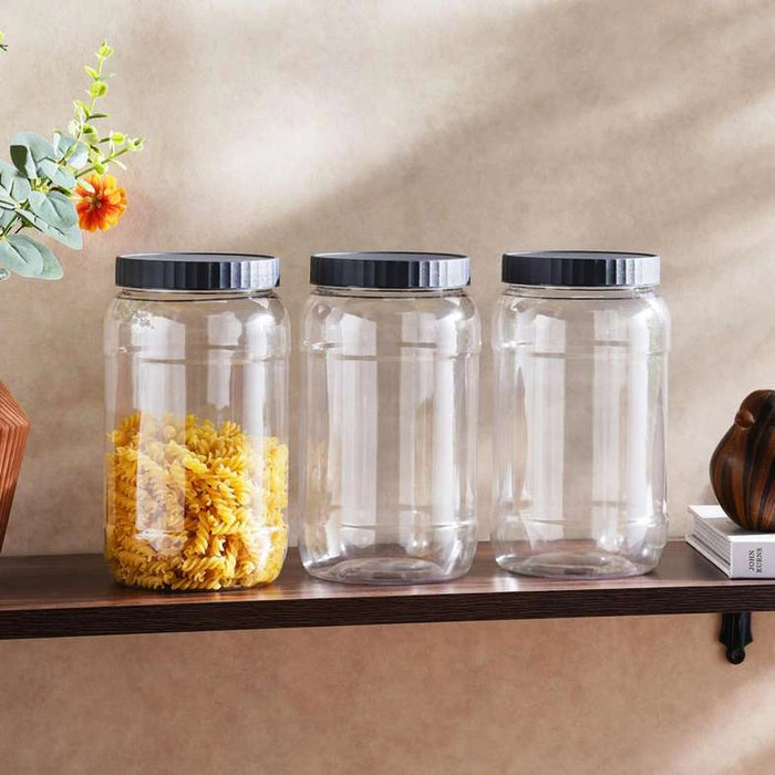 Rento 3-Piece Storage Jar 2L -Clear & Grey