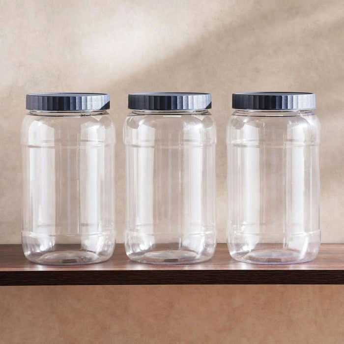 Rento 3-Piece Storage Jar 2L -Clear & Grey