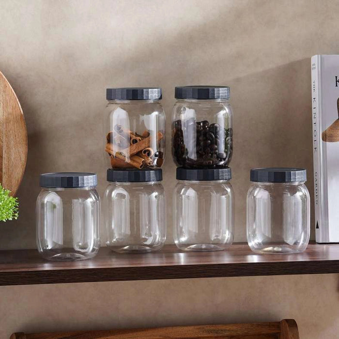 Rento 6-Piece Storage Jar 500Ml - Clear & Grey