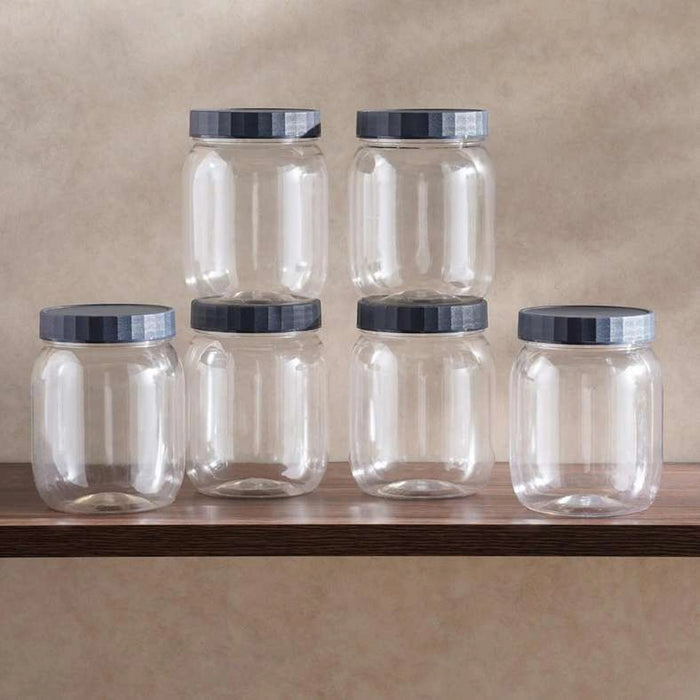 Rento 6-Piece Storage Jar 500Ml - Clear & Grey