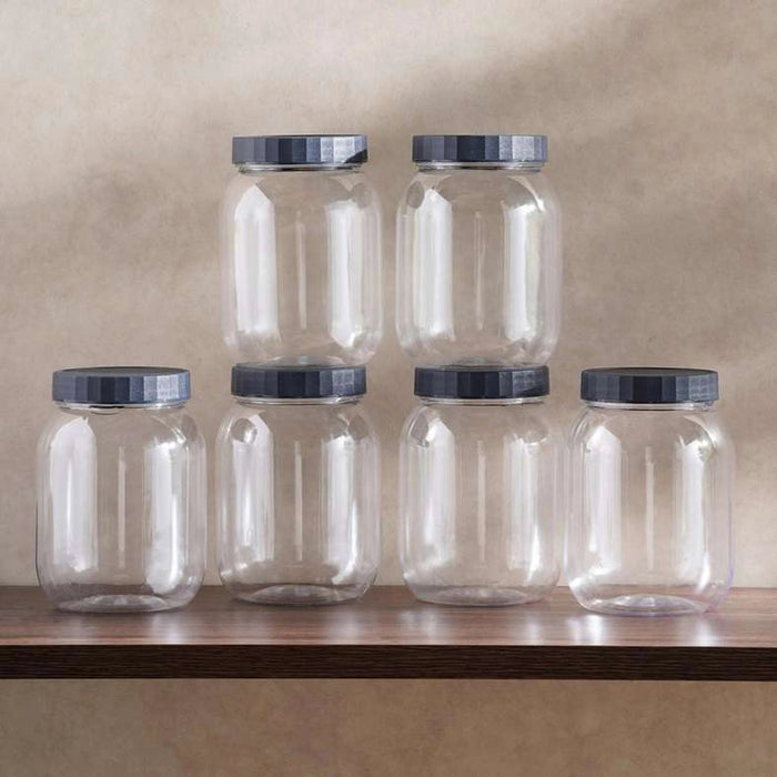 Rento 6-Piece Storage Jar 750Ml -Clear & Grey Pan Home