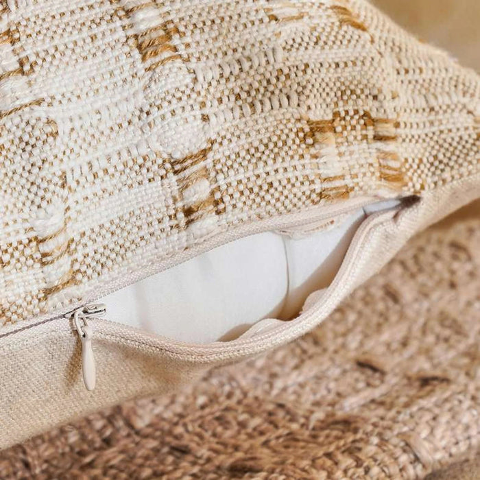 Resort Grid Hand Woven Dowb Feel Filled Cushion 50X50Cm - Natural Pan Home