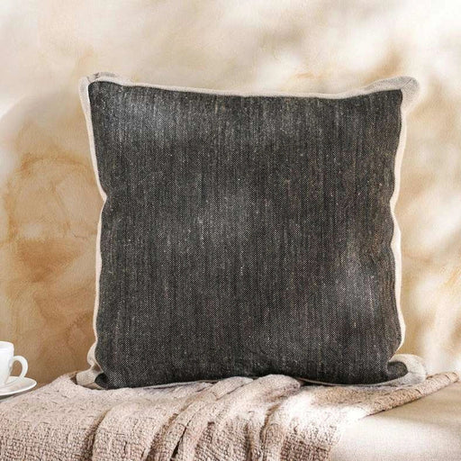 Resort Linen Framed Handwoven Down Feel Reversible Filled Cushion-50X50Cm -Dark Linen Pan Home