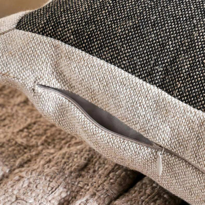 Resort Linen Framed Handwoven Down Feel Reversible Filled Cushion-50X50Cm -Dark Linen Pan Home