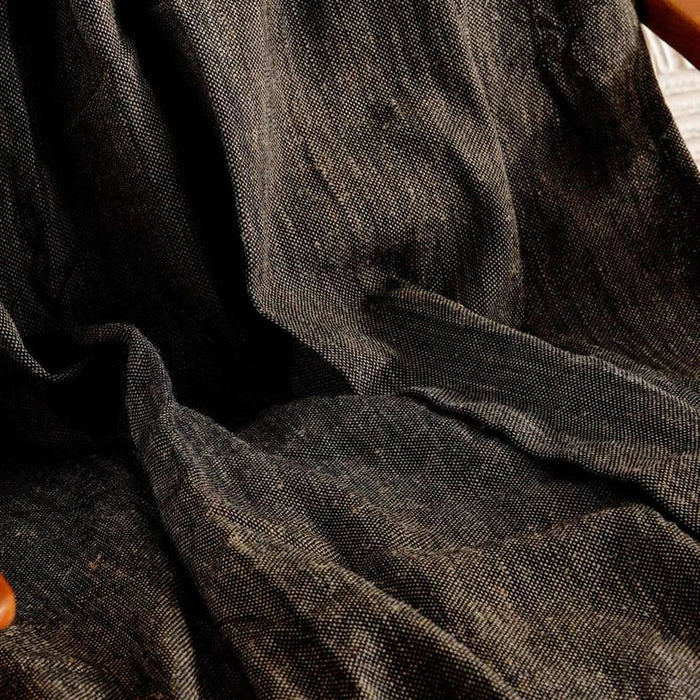 Resort Linen Hand Woven Fringed Throw 125X150Cm - Dark Linen Pan Home