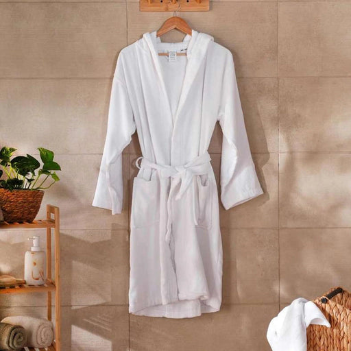 Retreat Hooded Bathrobe S/M - White Pan Home