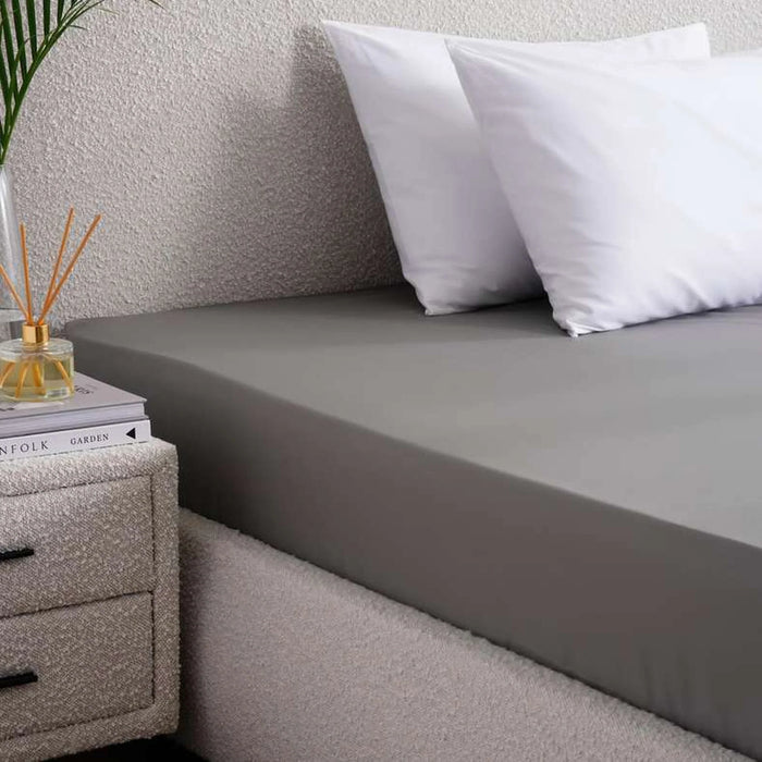 Retreat King Fitted Sheet 180X200+33Cm - Storm Grey