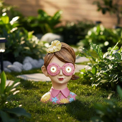 Rey Lady Decor Figurine With Solar 24X20X38Cm - Pink Pan Home