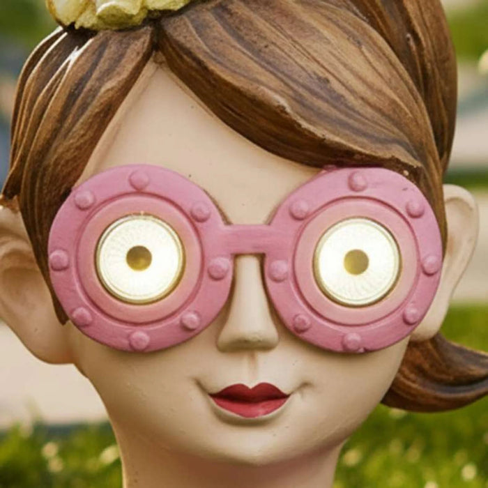 Rey Lady Decor Figurine With Solar 24X20X38Cm - Pink Pan Home