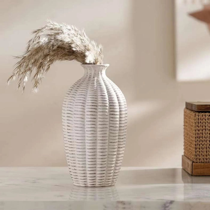 Reynolds Ceramic Ribbed Decor Vase 10.8X10.8X20Cm - White