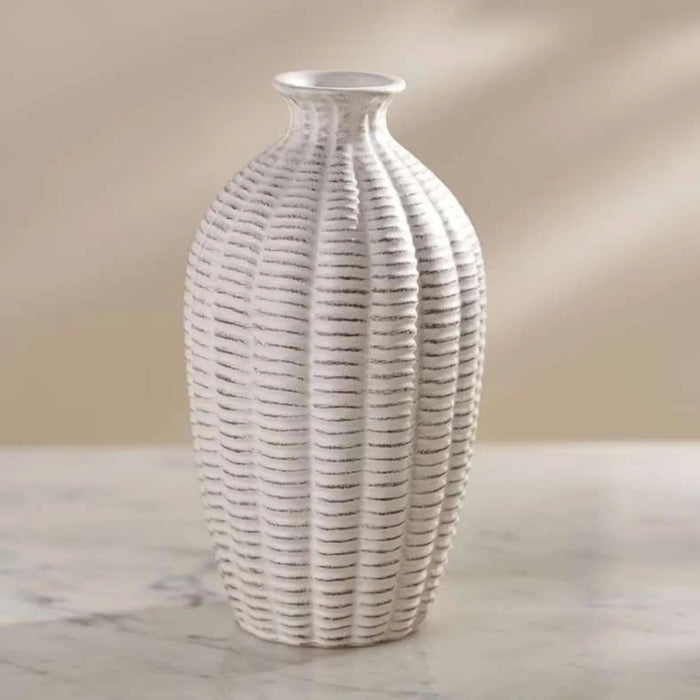 Reynolds Ceramic Ribbed Decor Vase 10.8X10.8X20Cm - White