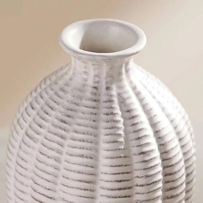 Reynolds Ceramic Ribbed Decor Vase 10.8X10.8X20Cm - White
