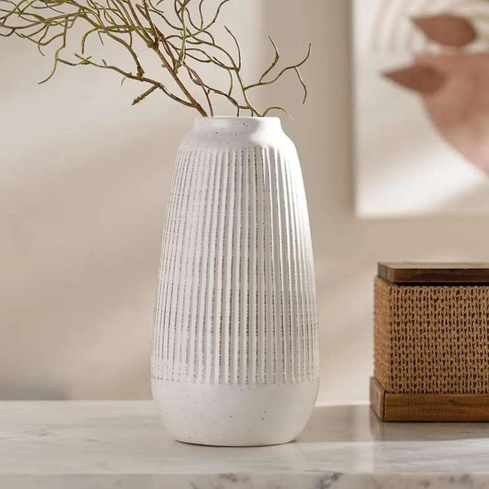 Reynolds Ceramic Ribbed Decor Vase 13X13X25.3Cm - White