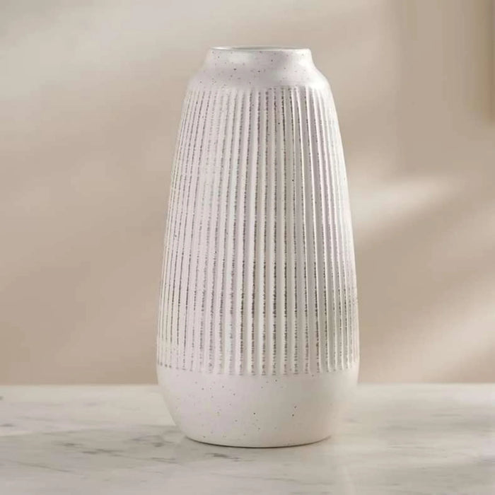 Reynolds Ceramic Ribbed Decor Vase 13X13X25.3Cm - White