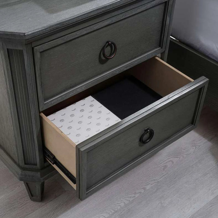 Rezza Nightstand With 2 Drawers Solid Wood - Grey