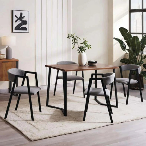 Rhian New 1+4 Dining Set - Natural Black Pan Home