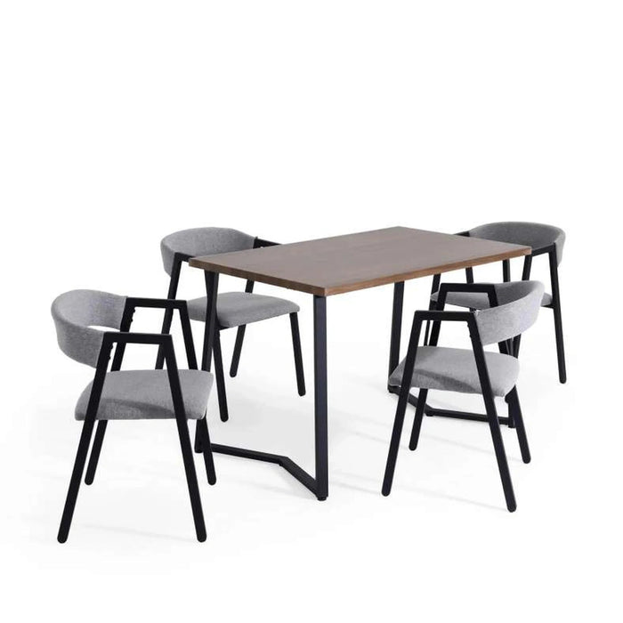 Rhian New 1+4 Dining Set - Natural Black Pan Home