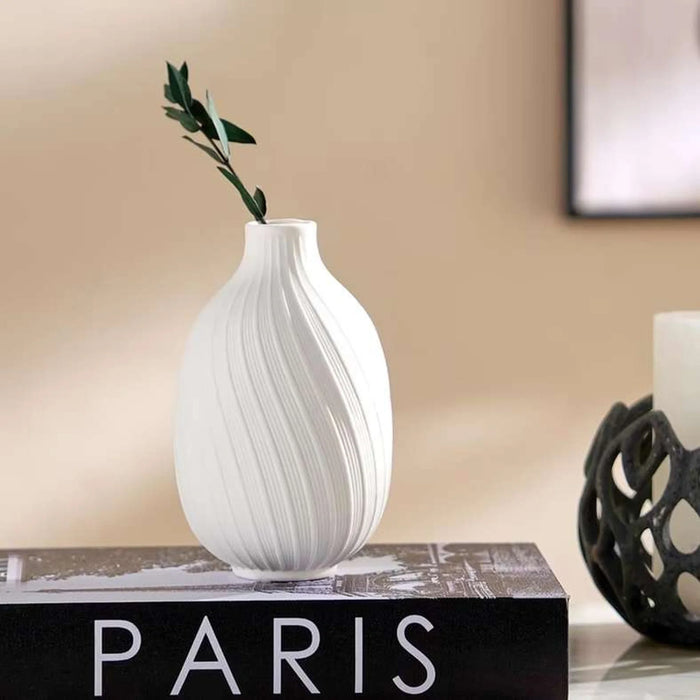 Rhode Ceramic Amphora Swirl Vase 8.8X8.8X14.3Cm - White