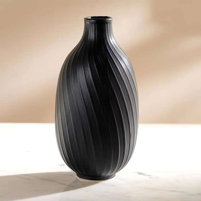Rhode Ceramic Amphora Swirl Vase 9.8X9.8X19.3Cm - Black
