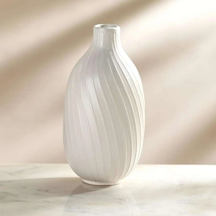 Rhode Ceramic Amphora Swirl Vase 9.8X9.8X19.3Cm - White