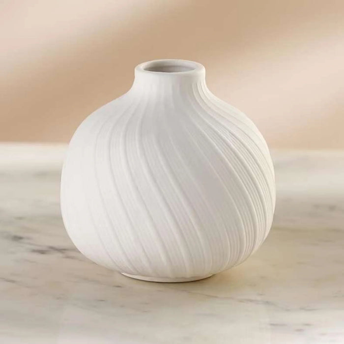 Rhode Ceramic Bud Swirl Vase 11.8X11.8X11.5Cm - White